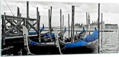 Produktbild von Bilder auf glas - Venedig Gondel Leuchtturm - 100x40cm - Glasbilder - Wandbilder - Kunstdruck - zum Aufhängen bereit - Wanddekoration aus Glas - Glas Bilder - Wandbild auf Glas - GAB100x40-0446