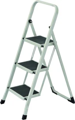 Immagine prodotto di Scala a pioli - 3 gradini - Acciaio e gomma - Bianca