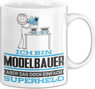 Produktbild von Modelbauer Geschenk Tasse Ich Bin Modelbauer Aber Sag Doch Einfach Superheld Lustige Geschenkdiee für Modelbauer Kaffee-Becher (Weiß)