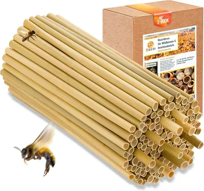 Produktbild von BEESI 1000x Nisthülsen Bambusgras 14 cm I Ø 3-7 mm I Niströhren Wildbienenhotel