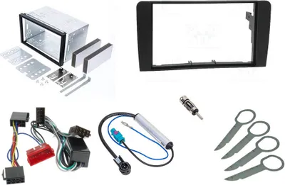 Produktbild von Audioproject A235 - Autoradio Radioblende Set Doppel DIN kompatibel Audi A3 8P 8PA Bj 2008 - 2012 Symphonie Einbauschacht Radioadapter 2 Antennenadapter