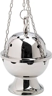 Produktbild von Weihrauchschwenker mit Kette 90cm Messing Räuchergefäß Deko Silbern 1313