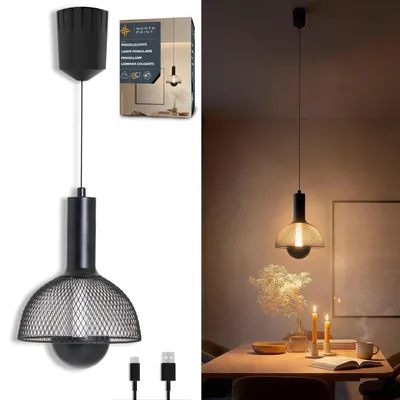 Produktbild von LED Akku Pendelleuchte 2-in-1 – Höhenverstellbar mit abnehmbarer Leuchteinheit Touch-Dimmer schwarz