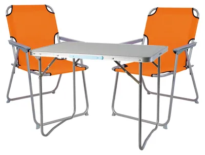 3-teiliges Campingmöbel Set Alu mit Tragegriff Camping orange L70xB50xH59cm