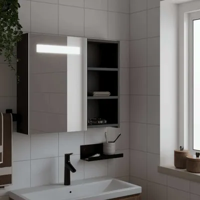 Produktbild von ZMH Spiegelschrank mit LED-Beleuchtung Schwarz 60x13x52 cm