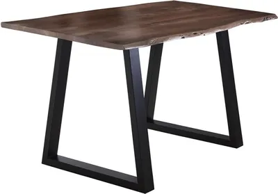 Produktbild von Esstisch Baumkante massiv Akazie nussbaum 140 x 80 schwarz V-Gestell LUBIN