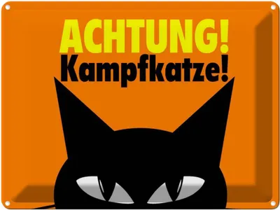 Produktbild von vianmo Blechschild 30x40 cm Achtung Kampfkatze Katze Warnschild Hinweisschild Tier Haustier Sicherheit Vorsicht