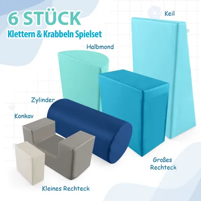 Produktbild von COSTWAY Stapelbare Schaumstoff-Kletterblöcke, 6-teiliges Indoor-Kletter- & Krabbelset mit Rechtecken, Zylinder, Halbmond, Keil & konkavem Block