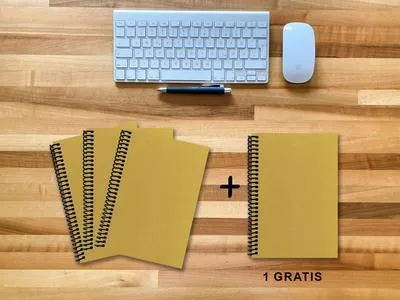 Produktbild von A 5 Notizbuch - Set, 3+1 gratis, Luxury 80 Seiten GOLD GMUND SHIMMER, kariert 10x10mm
