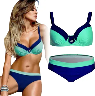 Immagine prodotto di Costume da bagno bikini due pezzi completo da donna top e slip taglia forte XXXL