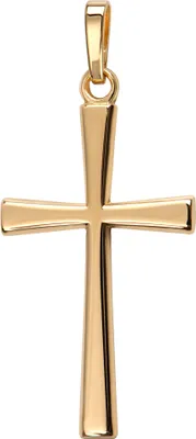 Produktbild von Anhänger-Kreuz formschön für Damen, Herren und Kinder mit abgeflachten Kanten als Kettenanhänger 925 Silber vergoldet mit Schmuck-Etui