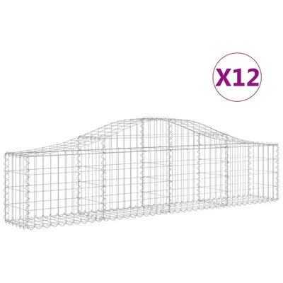 Produktbild von vidaXL Gabionen mit Hochbogen 12 Stk. 200x30x40/60 cm Verzinktes Eisen
