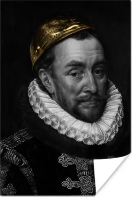 Produktbild von MuchoWow® Poster Wilhelm von Oranien - Adriaen Thomasz - Gold 120x180 cm - Kunstposter