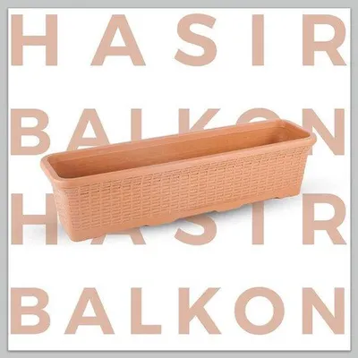 Produktbild von 1+1 Rieten Balkonbloembak 12L in Terrakotta, Kunststoff mit Drainage, 54x20x18 cm, rechteckige Pflanzenbox