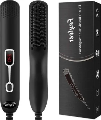 Produktbild von Famanu Bartkamm - Multifunktionale Temperaturmodi - Haarstylingbürste - Schwarz
