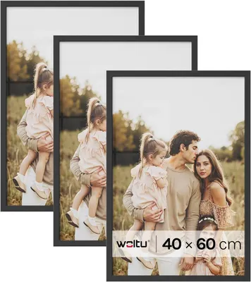 Produktbild von 3-teiliges Fotorahmen-Set mit Passepartout | Schwarz | 40x60cm