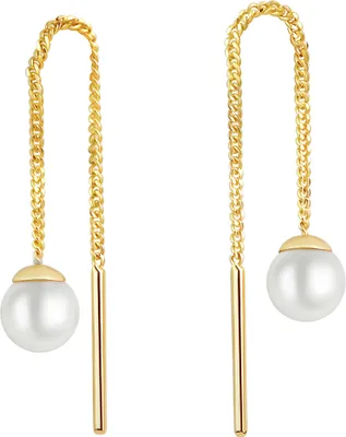 Produktbild von V Ohrhänger 333/- Gold 5,5cm gelb Süßwasserzuchtperle weiß 371330648