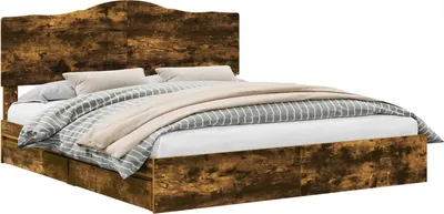 Image de Lit de Rangement Chêne fumé 180 x 200 cm Bois d'ingénierie