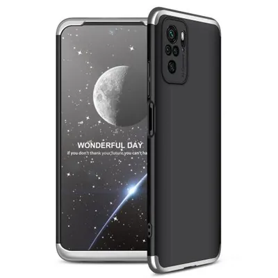 Produktbild von Handy Hülle für Xiaomi Redmi Note 10 360 Grad Schutz mit Displayglas Bumper Cover REDMI NOTE 10 Farbe: Schwarz, Silber