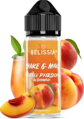 Produktbild von Belissia Shake and Make Eistee-Pfirsich - 10ml hochdosiertes Lebensmittelaroma + 120ml Schüttelflasche - Für Backen, Speisen, Getränke, DIY & Raumduft