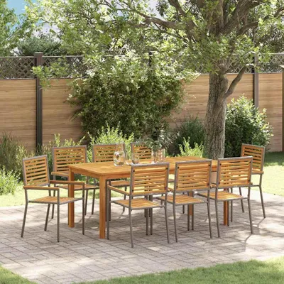 Productafbeelding van Maison Exclusive - Tuinset, 9-delig, grijs, massief acaciahout