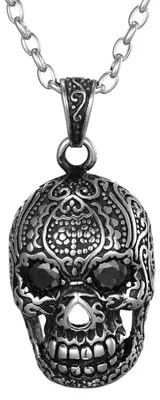 Image de Collier pour femme avec pendentif en forme de crâne, en acier inoxydable