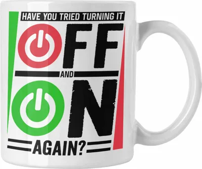 Produktbild von Trendation - IT Techniker Tasse Geschenk Lustiger Spruch IT Kein Ticket Keine Arbeit Fachinformatiker Kaffeetasse Off And On (Weiß)