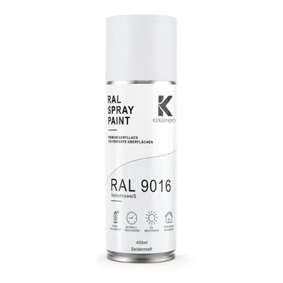 Produktbild von Kenzopaints RAL 9016 Verkehrsweiß Spraydose 400ml Seidenmatt