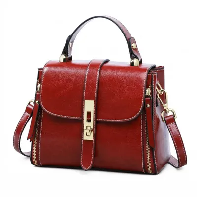 Produktbild von Damen Handtasche aus Echtleder – Rot Leder Umhängetasche & Schultertasche – Vintage Crossbody Bag klein