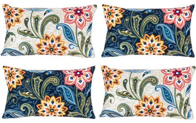 Immagine prodotto di Cuscini decorativi con motivi bohémien, motivo floreale, set da 4, 30 x 50 cm