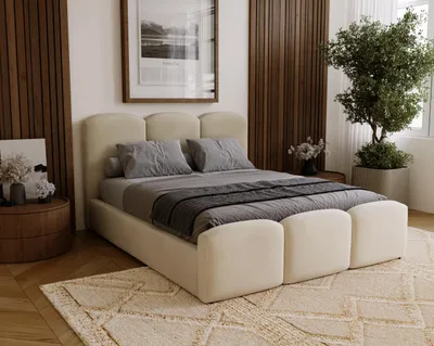 Produktbild von Bett 160x200 cm Capri mit Bettkasten - Polsterbett, Lattenrost, Samtstoff Beige (Magic Velvet 2201)