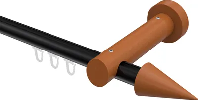 Produktbild von Interdeco Innenlaufstange / Gardinenstange mit Innenlauf Schwarz / Kirschbaum lackiert, Typ Talent Siveo (Kegel), 20 mm Ø 1-läufig, 100 cm