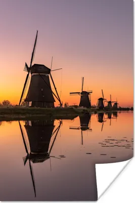 Produktbild von MuchoWow® Poster Mühle - Horizont - Nacht 120x180 cm - Kunstposter