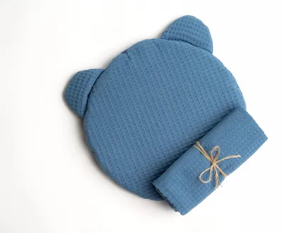 Image de Couverture pour poussette en coton, avec coussin, couleur bleue, pour bébé
