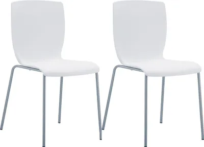 Produktbild von 2-teiliges Set Stapelstühle – Stühle aus Polypropylen – platzsparendes Design | Farbe: Weiß
