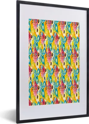 Produktbild von MuchoWow® MuchoWow® Gerahmtes Poster Blumen - Farben - Muster 40x60 cm - Poster mit zchwarzem Bilderrahmen - Poster in Rahmen