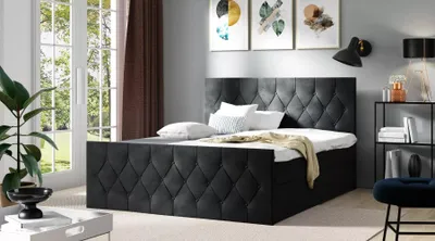 Obrázek produktu pro Čalouněná postel TIBOR LUX - 200x220, černá + topper