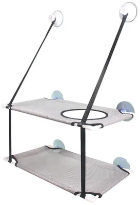 Zdjęcie produktu dla Hamak dla kota, dwuwarstwowy - łóżko do zawieszenia na oknie - 50x11x7 cm - mocne przyssawki - tkanina Oxford - wytrzymuje do 10 kg - legowisko dla kota