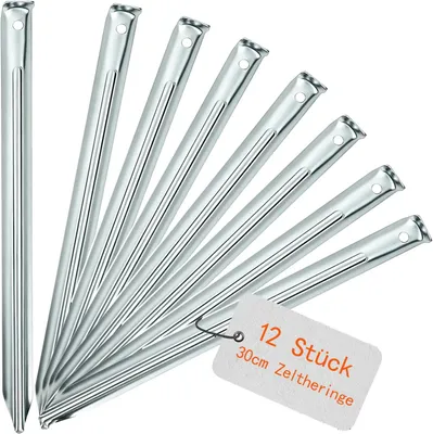 Imagen del producto de Estacas para tienda de campaña, perfil en V, 30 cm, 12 unidades, para camping