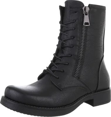 Produktbild von Ital-Design Damen Stiefeletten Schnürstiefeletten Leicht gefüttert Lederoptik Flache Stiefeletten 87740389 Schwarz Gr.  38