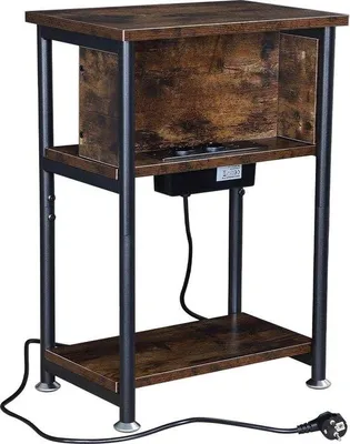 Image de Table basse vintage avec prises électriques et ports USB - 26 x 40 x 59 cm