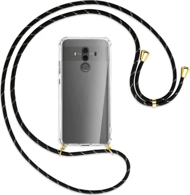 Produktbild von Handykette Backcover-Schutzhülle mit Band (Metall goldfarben) für Huawei Mate 10 Pro - schwarz/gold
