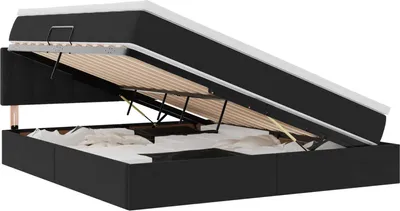 Obrázok produktu pre LED úložná posteľ s matracom Čierna 160 x 200 cm Zamat