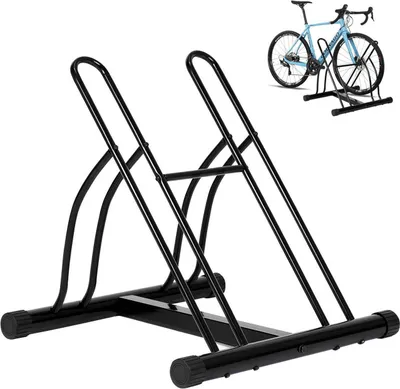 Produktbild von WOLTU Fahrradständer Boden, für 2 Fahrräder, Abstellraum Garage, aus Metall, Schwarz
