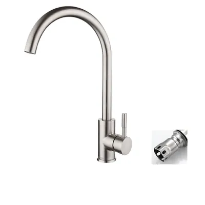 Produktbild von AIORBER Küchenarmatur 304 Edelstahl, 360° Drehbar, Kalt- und Warmwasser, Einhebelmischer, Wasserhahn für Spüle, Rostfrei