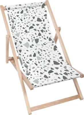 Produktbild von Dreamroots Liegestuhl klappbar Holz bis zu 130 kg, Sonnenliege klappbar mit 3-stufiger Neigungsregulierung der Rückenlehne, Monochromatic Terrazzo