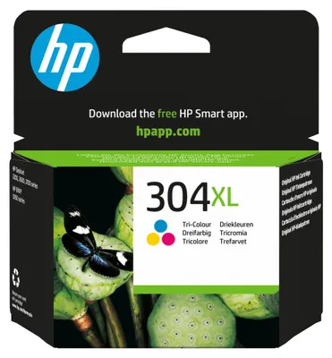 Produktbild von HP 304XL Cyan/Magenta/Gelb Original Tintenpatrone, Hoch, Cyan, Magenta, Gelb, Tinte auf Farbstoffbasis, 7 ml, 1 Stück(e), 300 Seiten