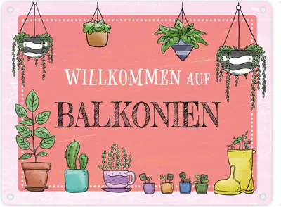 Produktbild von Willkommen auf Balkonien Metallschild in 15x20 cm in rot