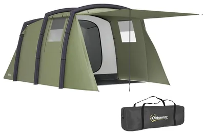 Image de Tente tunnel gonflable pour toute la famille, espace de vie spacieux, polyester résistant, vert