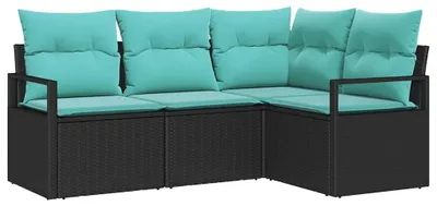 Imagen del producto de vidaXL Juego de sofás de 4 piezas, color , material sintético: ratán sintético